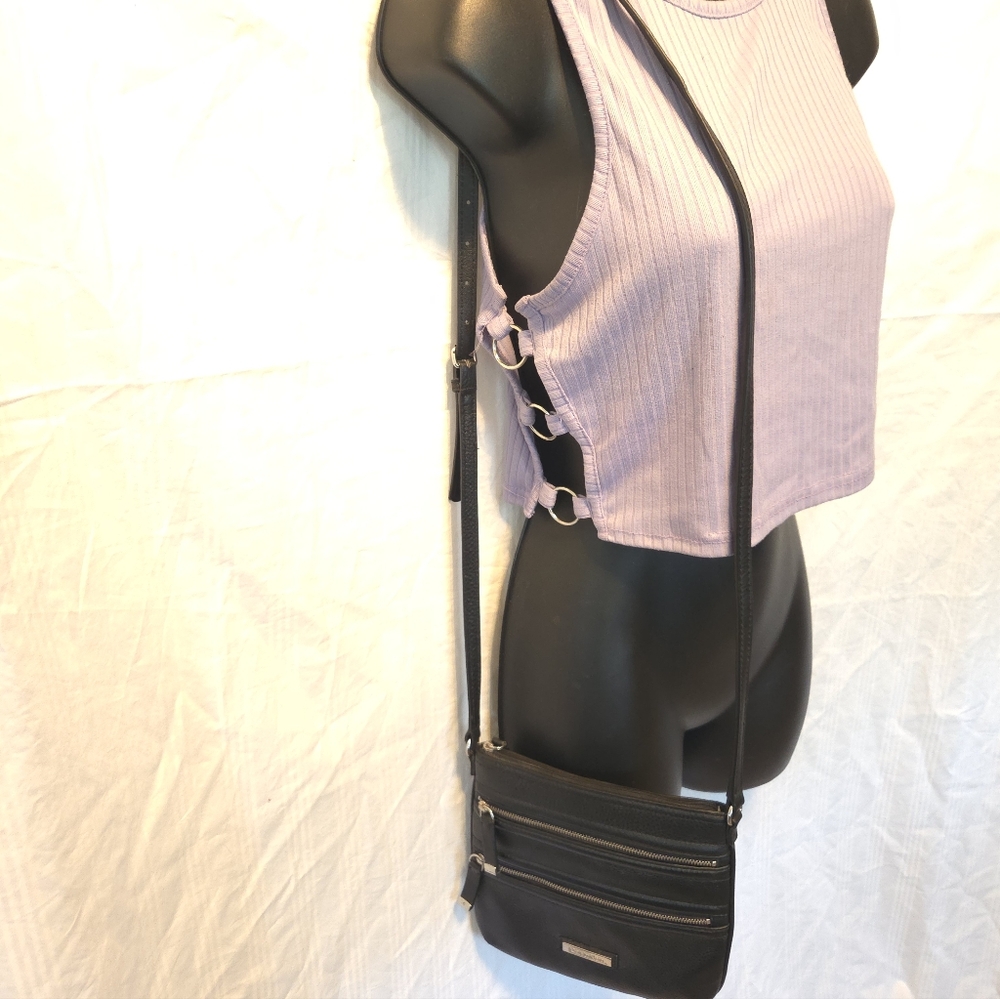 Calvin Klein Black Leather Crossbody with Silver Accents - Picture 2 of 10